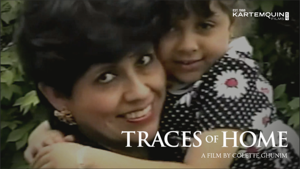 An aged photo of filmmaker Colette Ghunim hugging her mother as a child.